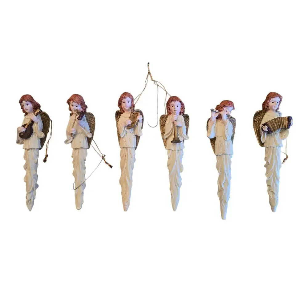 Vintage Musical Icicle Angels Christmas Ornaments Resin